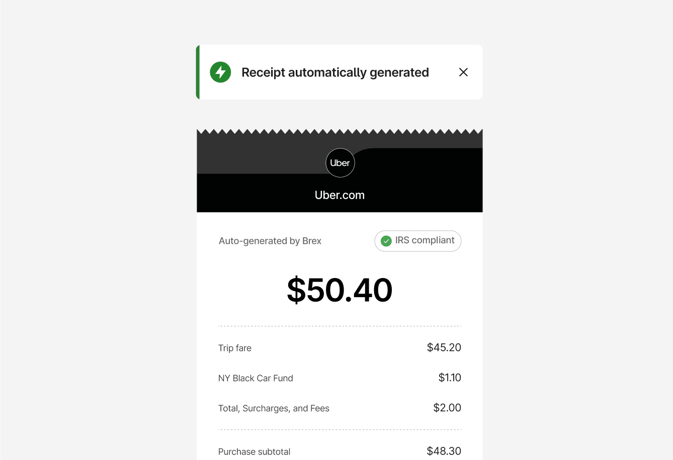 a Brex auto-generated IRS-compliant receipt