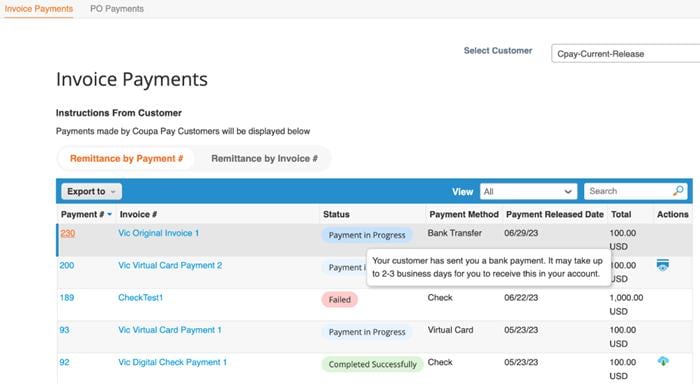 The invoice payment process in Coupa.